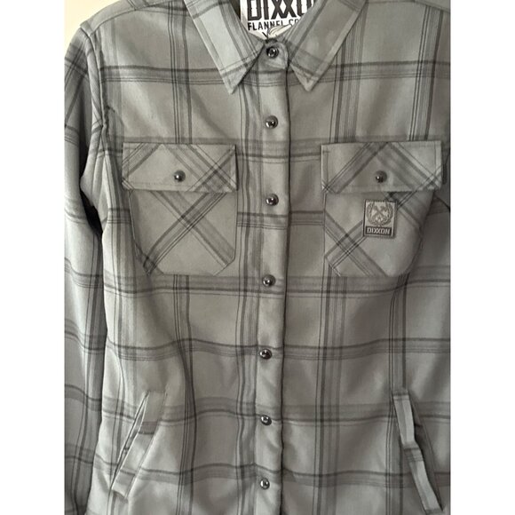 Dixxon Flannel Company Dakota Womens Jacket Snap Button Shacket Small Grey Plaid - Picture 2 of 8